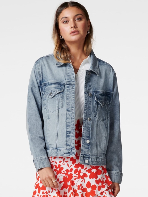 

Forever New Women Blue Solid Denim Jacket