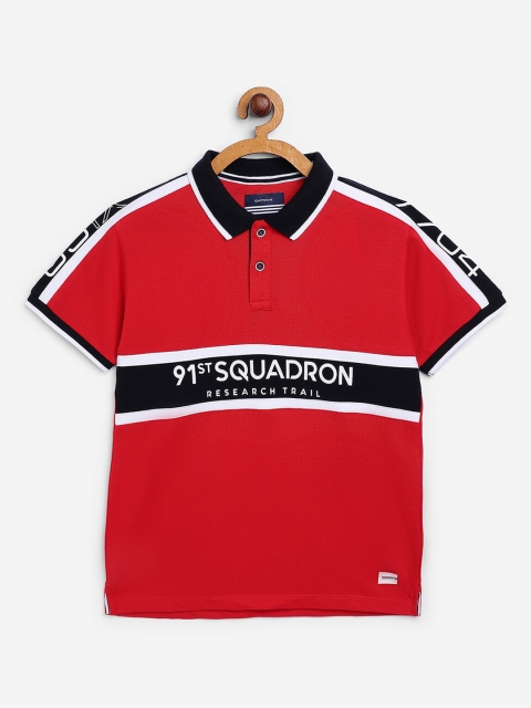 

Octave Boys Red Colourblocked Polo Collar T-shirt