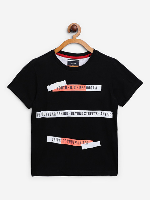 

Octave Boys Black Printed Round Neck T-shirt