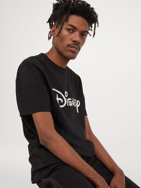 

H&M Men Black Print Motif T-shirt