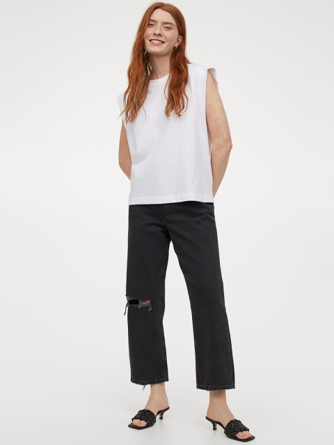 

H&M Women Grey Straight High Ankle Jeans