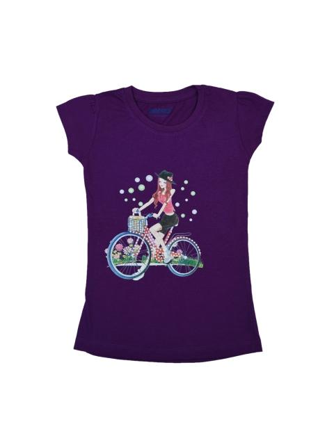 

Orange Pumpkkin Purple Printed Pure Cotton Regular Top