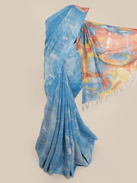 

Pothys Blue Woven Design Linen Blend Saree