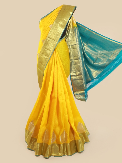 

Pothys Yellow & Blue Pure Silk Woven Design Kanjeevaram Saree