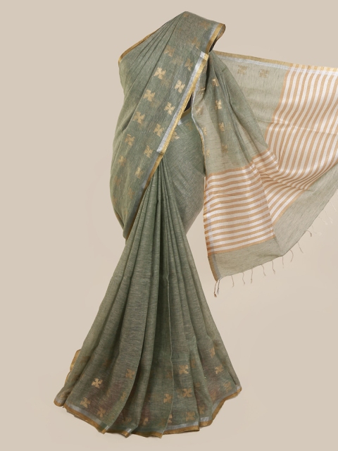 

Pothys Green Woven Design Linen Blend Saree