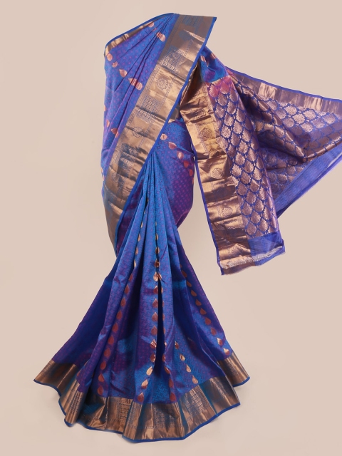 

Pothys Blue Pure Silk Woven Design Kanjeevaram Saree