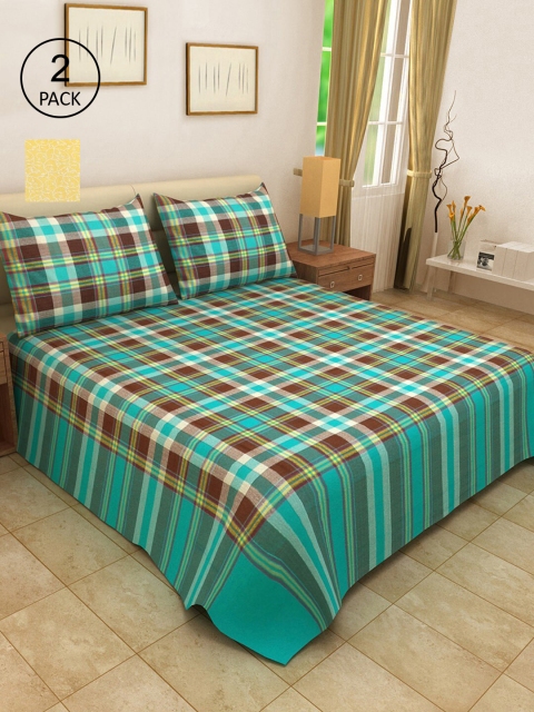 

KLOTTHE Set of 2 Woven-Design Double Bed Covers With 4 Pillow Covers, Green