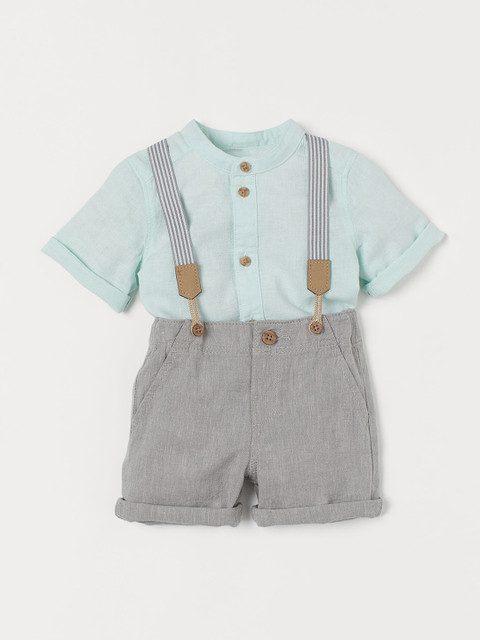 

H&M Boys Grey & Mint Green 2-Piece Set & Braces