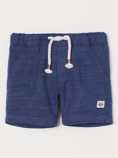 

H&M Boys Blue Solid Cotton Slub-weave Shorts