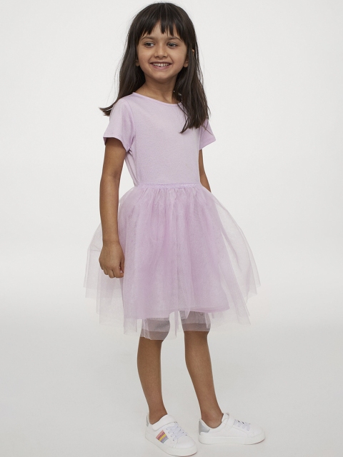 

H&M Girls Purple Solid Tulle-Skirt Dress