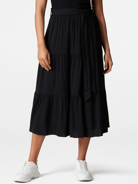 

Forever New Black Tiered Midi Skirt