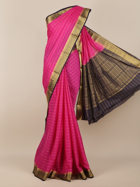 

Pothys Magenta Solid Poly Georgette Saree