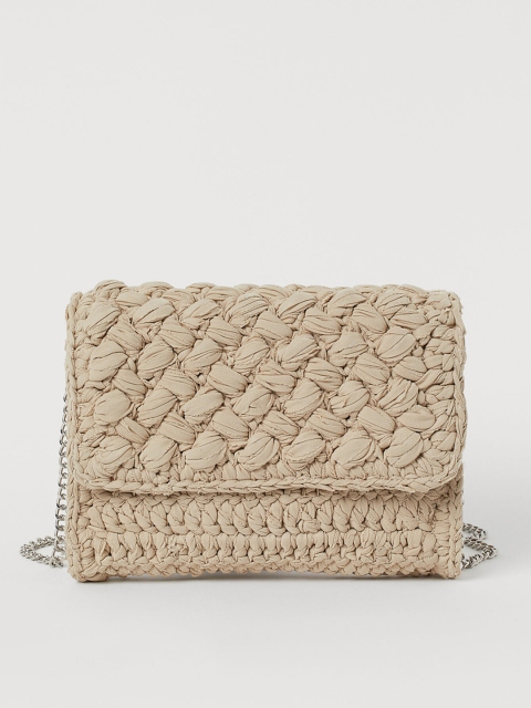 H&M Women Beige Crocheted Shoulder Bag