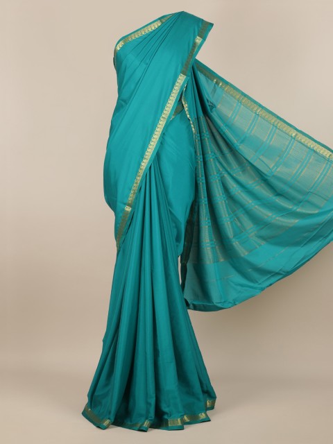 

Pothys Green Solid Poly Georgette Saree