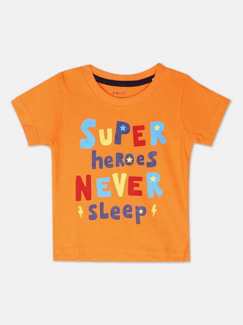

Donuts Boys Orange Printed Round Neck T-shirt