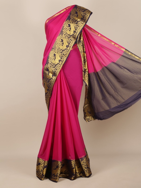 

Pothys Magenta Solid Poly Georgette Saree