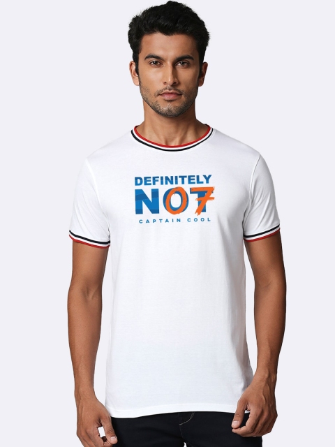 

Bewakoof Men White & Blue Printed Round Neck T-shirt