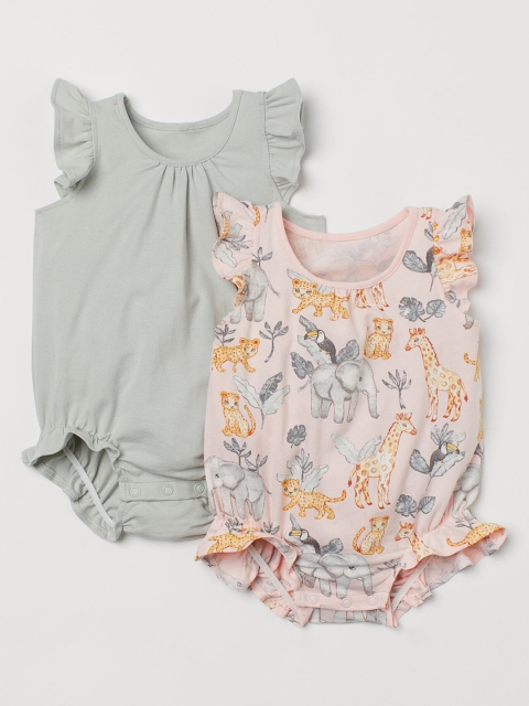 

H&M Girls 2-pack frill-trimmed bodysuits, Multi