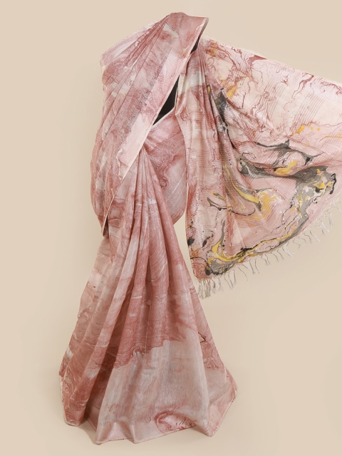 

Pothys Peach-Coloured Woven Design Linen Blend Saree