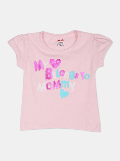 

Donuts Girls Pink Printed Round Neck T-shirt