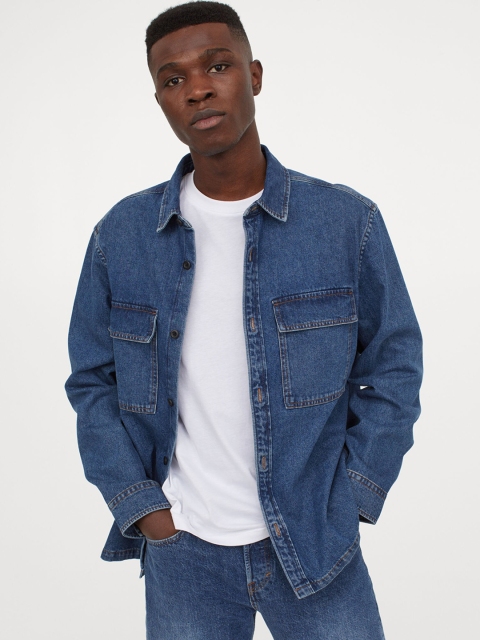 

H&M Men Blue Denim Shirt Sustainable Jacket