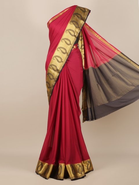

Pothys Maroon & Gold-Toned Poly Georgette Solid Saree