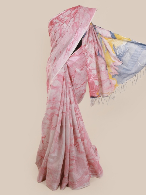 

Pothys Pink Woven Design Linen Blend Saree