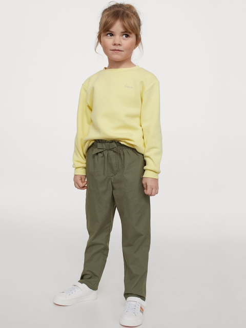 

H&M Girls Green Solid Cotton Joggers