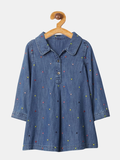 

GAP Girls Blue Embroidered Shirt Dress