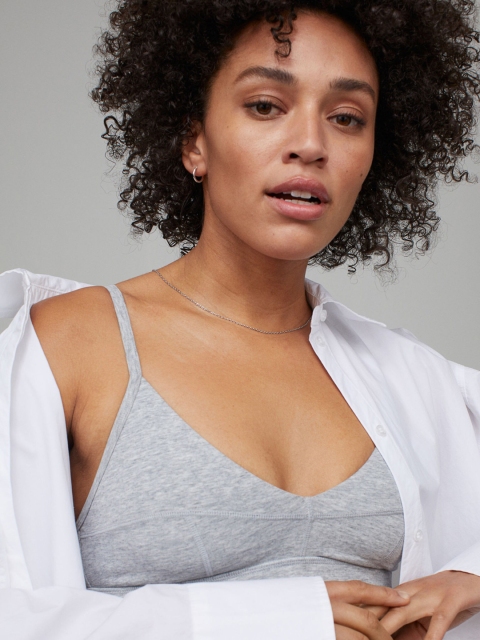 

H&M Women Grey Melange Soft Jersey Bra 0976108001