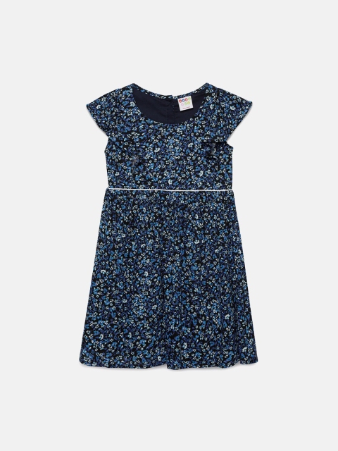 

ZION Girls Blue Printed A-Line Dress