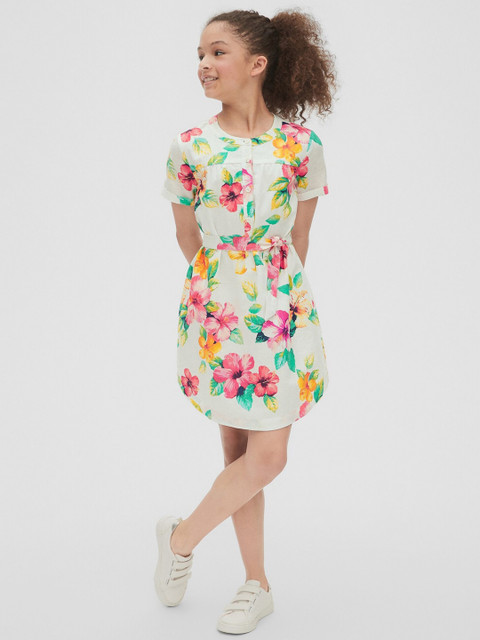 

GAP Girls White & Red Floral Print Fit And Flare Dress