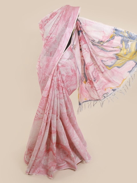 

Pothys Pink Woven Design Linen Blend Saree