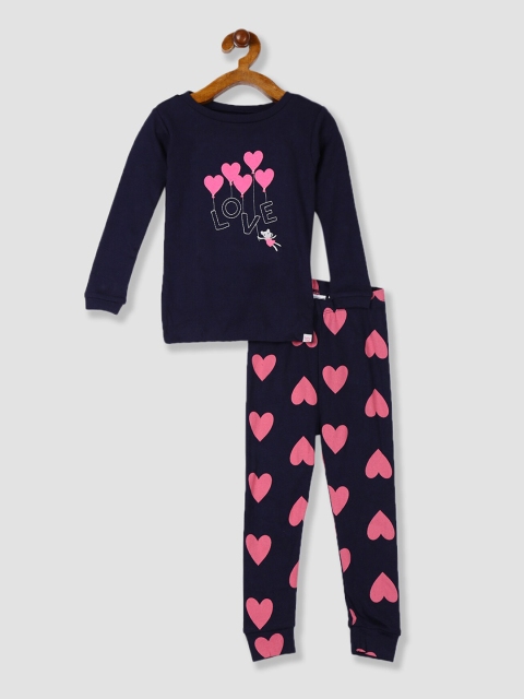 GAP Boys Navy Blue & Pink Printed T-shirt with Trousers