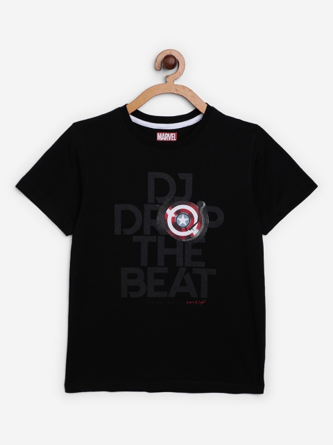 

Octave Boys Black Self Design Round Neck T-shirt