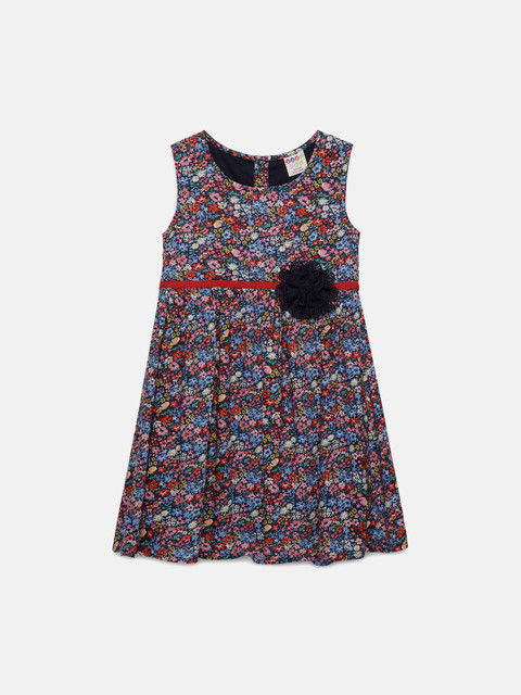 

ZION Girls Red Printed Fit and Flare Dress