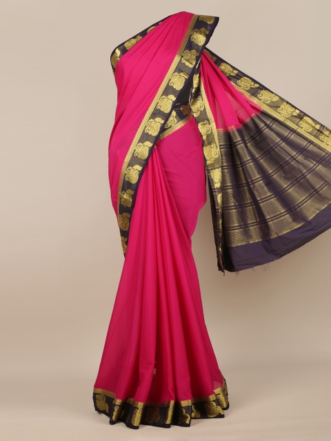 

Pothys Magenta Solid Poly Georgette Saree