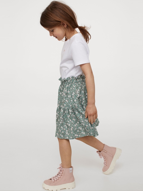 

H&M Girls Green Floral Printed Flared Skirt
