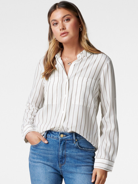 

Forever New Women White Regular Fit Striped Casual Shirt