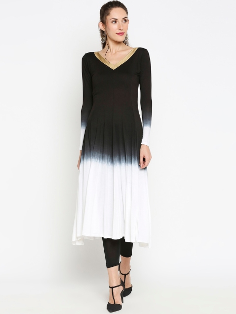 

Ira Soleil Women Black & White Dyed A-line Kurta