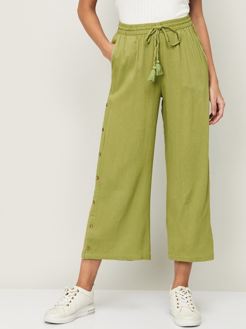 

Colour Me by Melange Women Olive Green Regular Fit Self Design Culottes