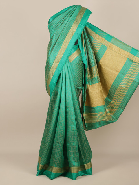 

Pothys Green Woven Design Jute Silk Saree