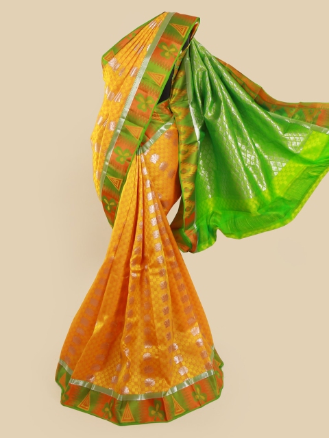 

Pothys Yellow & Green Pure Silk Woven Design Kanjeevaram Saree
