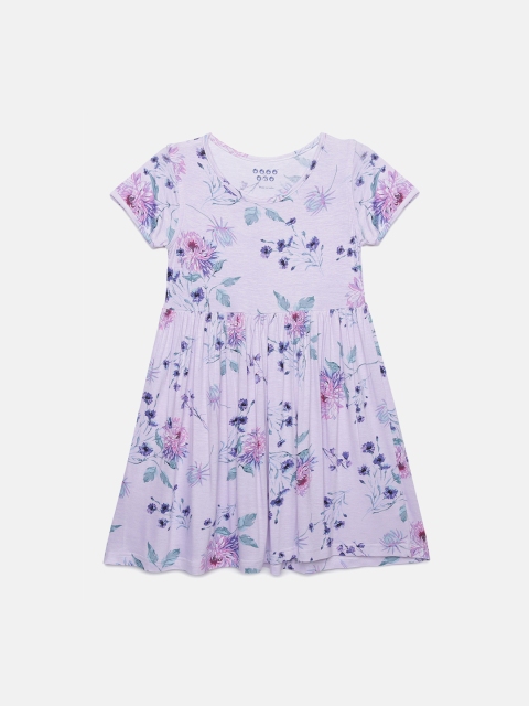 

ZION Girls Purple Printed A-Line Dress
