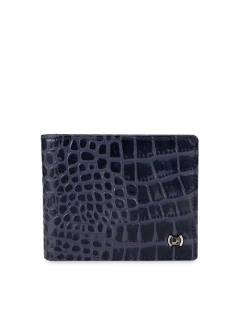

Da Milano Men Blue Textured Leather Two Fold Wallet