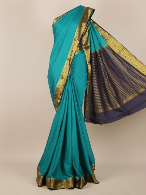 

Pothys Blue Solid Poly Georgette Saree