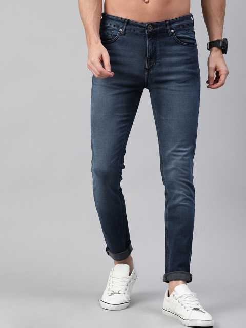 

THE BEAR HOUSE Men Navy Blue Tapered Fit Mid-Rise Clean Look Stretchable Jeans
