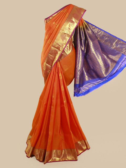 

Pothys Orange Pure Silk Woven Design Kanjeevaram Saree