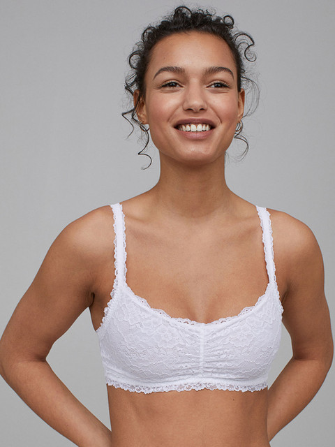 

H&M Women White Padded Lace Bra 0960492001