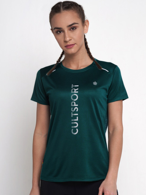 

Cultsport Women Green Printed FlashRun Sprint Antimicrobial FlydryPRO Running T-shirt